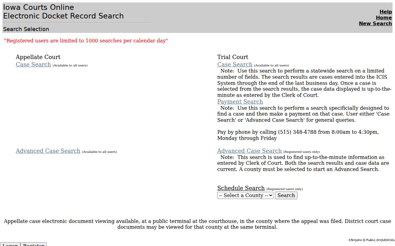 Jasper County warrant search through Iowa Courts Online