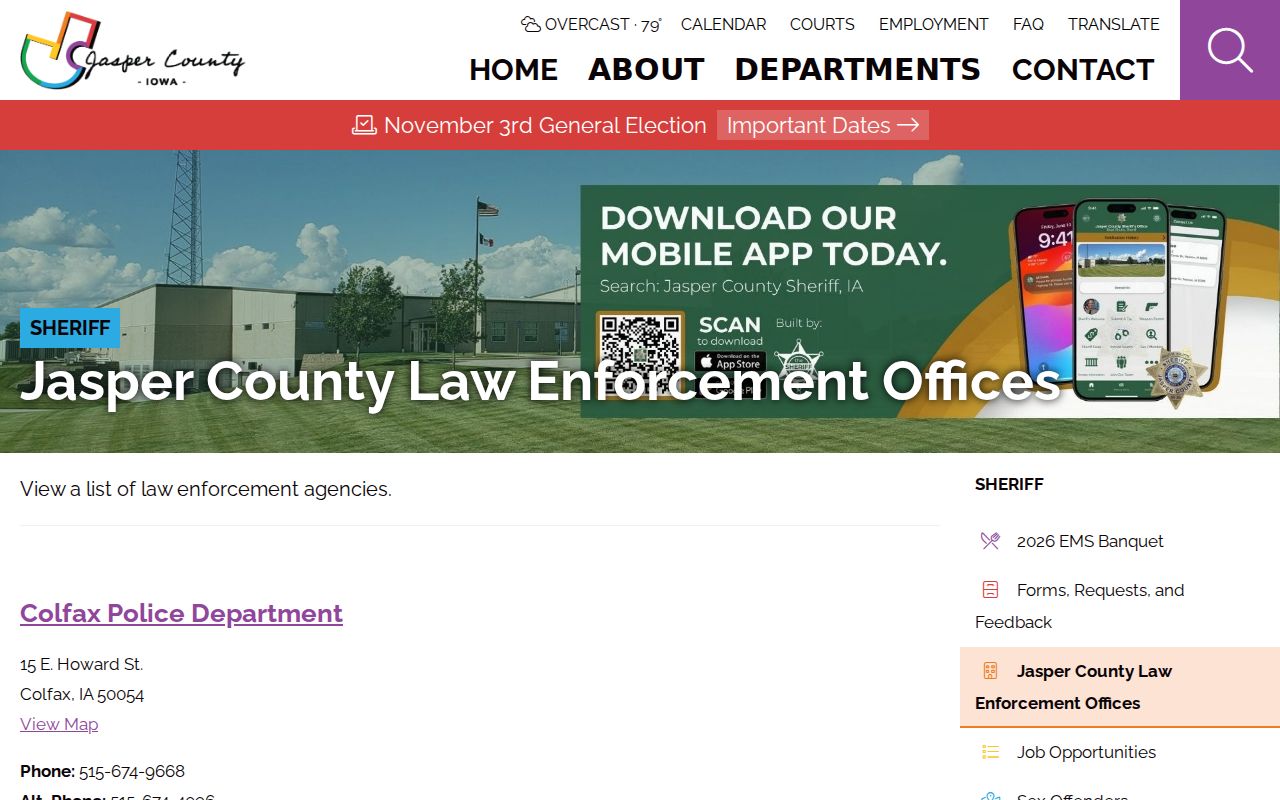 Jasper County active warrant law enforcement contacts