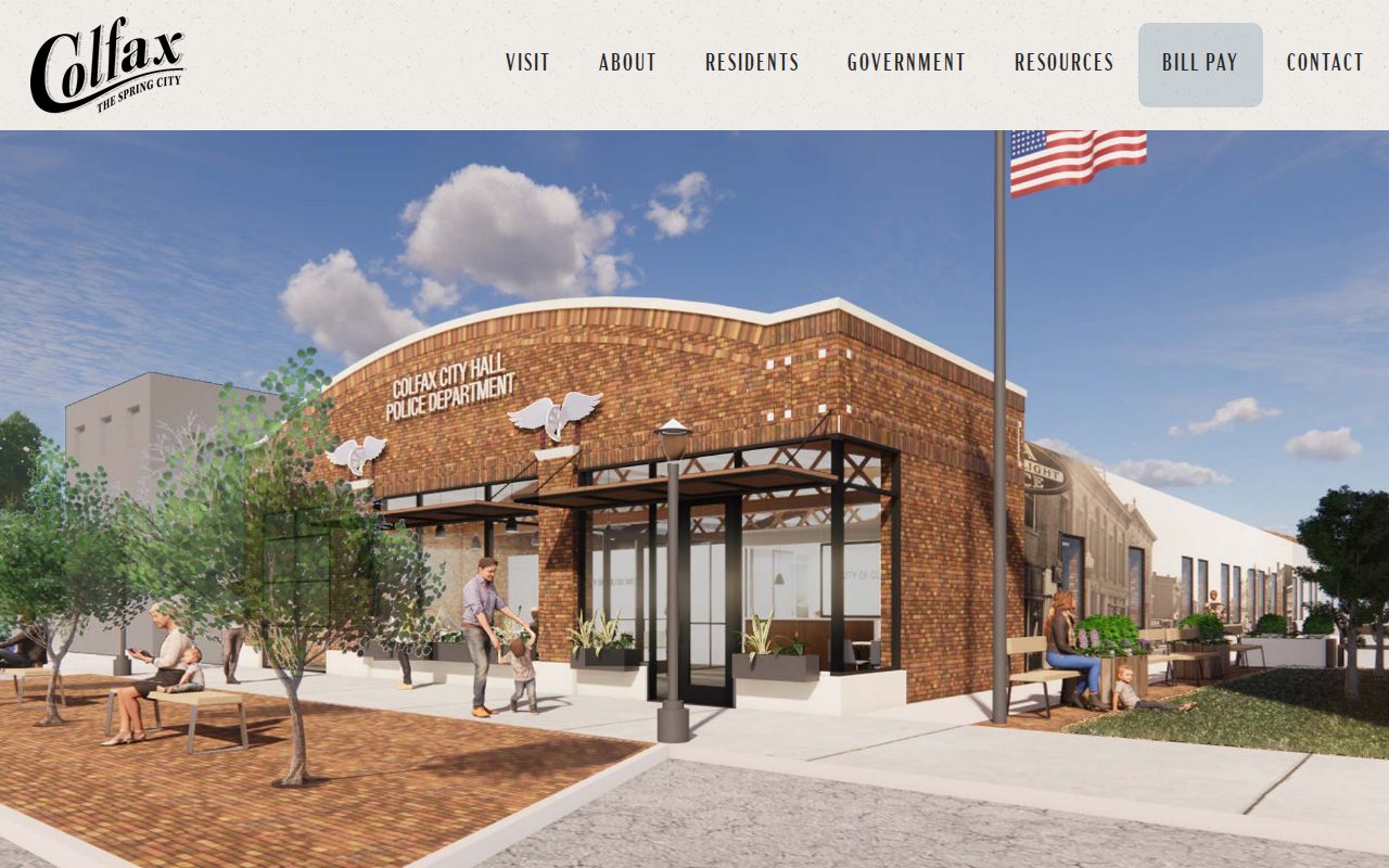 Official Colfax Police page with City Hall contact and dispatch information