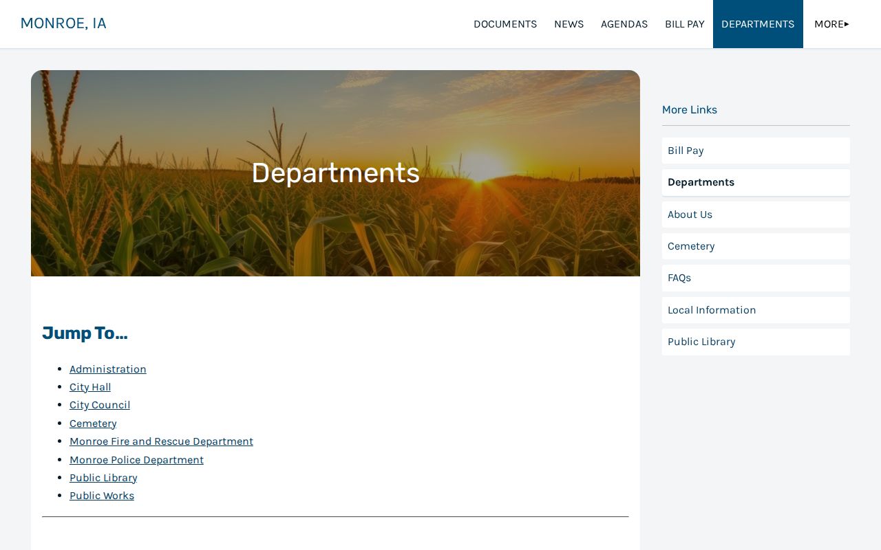 Official Monroe Police page with City Hall contact and dispatch information